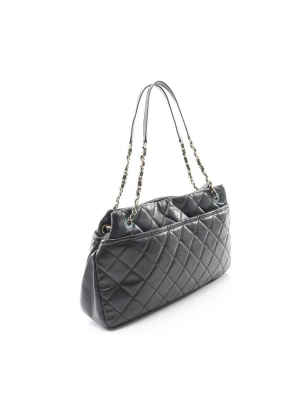 Chanel Tote Quilted Black Caviar Leather CC Logo - Picture 2 of 9